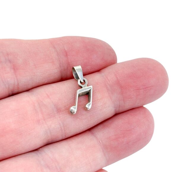 Vintage Sterling Silver 925 Music Note Charm Pendant - Picture 1 of 6